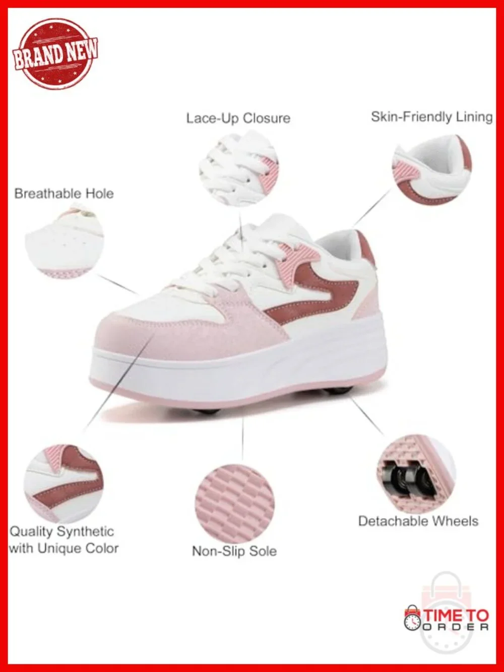 Roller Skate Shoes with Detachable Wheels for Women - Faux Leather Sneakers
